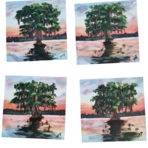 Majestic cypress tree coasters (set of 4)