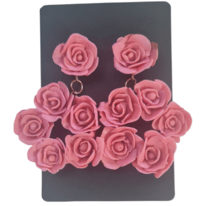 Pink roses earrings